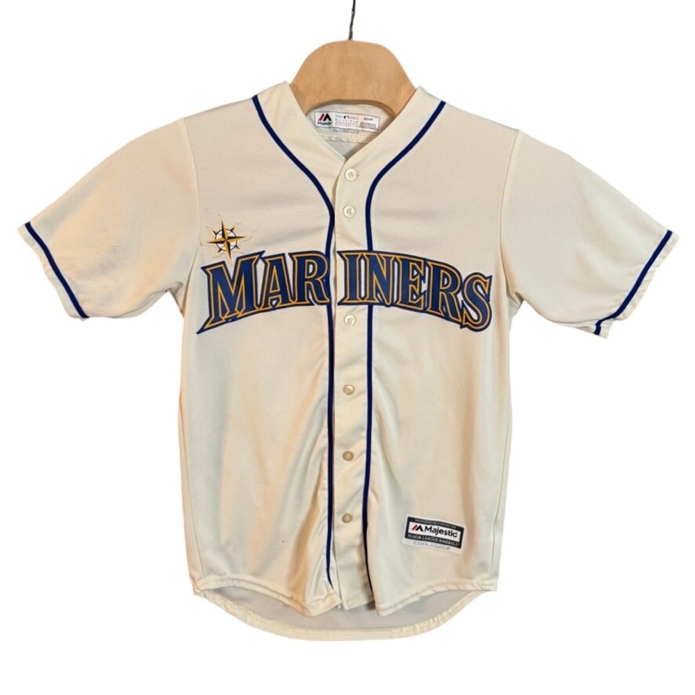 Majestic Seattle Mariners Ken Griffey Jr 24 Baseball Jersey Cream Mens Small